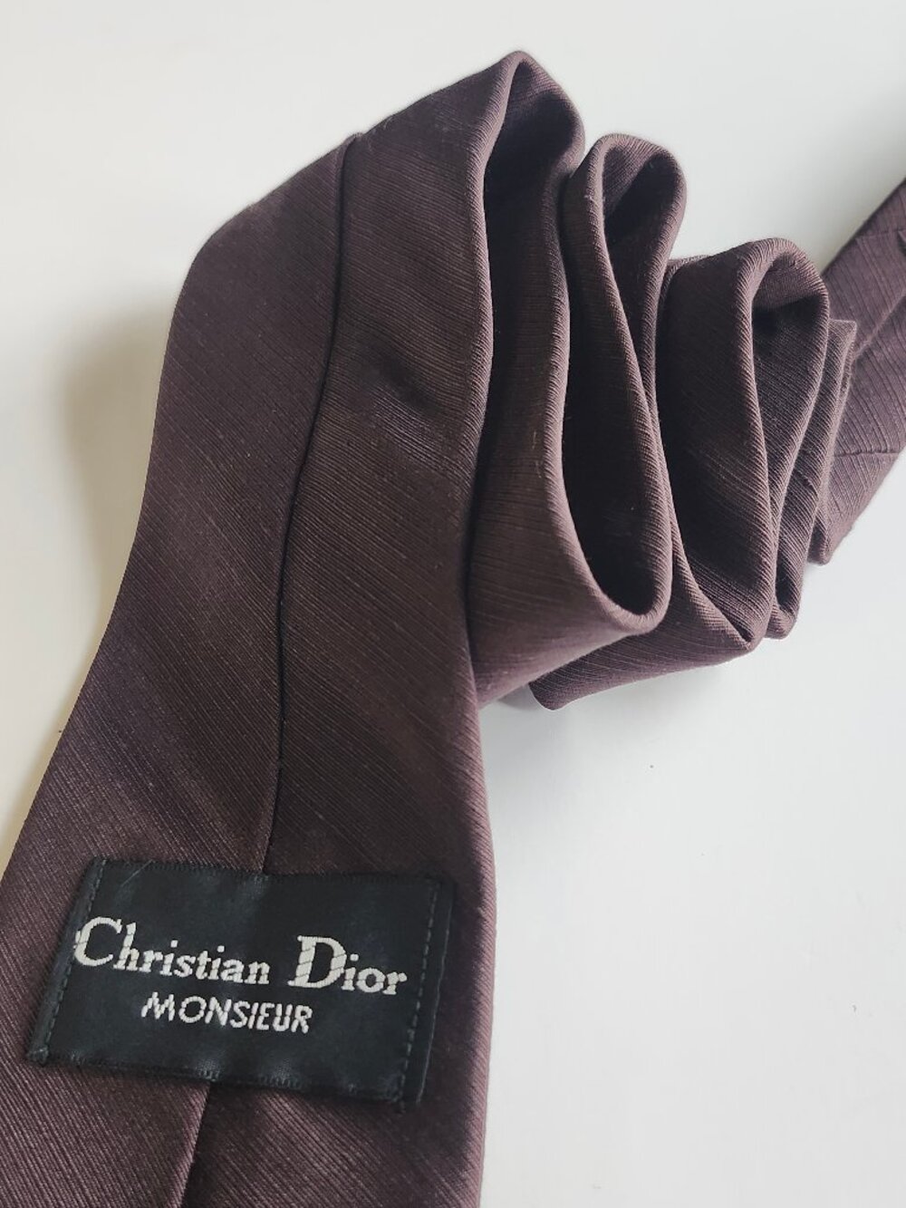 Vintage 100% Silk Christian Dior Monsieur Tie Deep Espresso Chocolate Brown